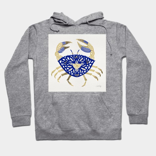 Navy Gold Crab Hoodie by CatCoq